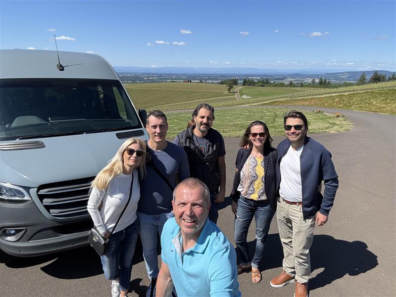 Wine Tour Van and Group